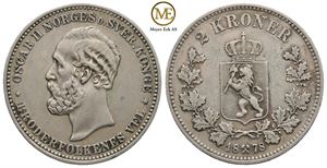 2 kroner 1878 Oscar II. Kv.1+/01