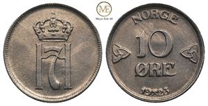 10 øre 1923 Haakon VII. Kv.0