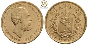 20 kroner 1877 Oscar II. Kv.0/01