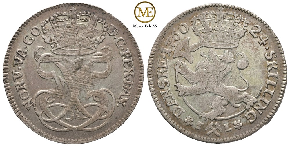 24 Skilling 1760 Frederik V. Kv.1+
