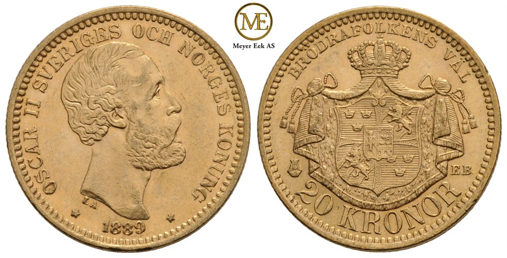20 kronor 1889 Oscar II. Kv.0/01