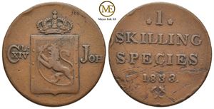 Skilling 1833 Carl XIV Johan. Kv.1/1+