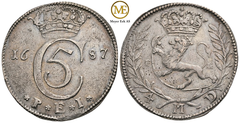 4 mark 1687 Christian V. Kv.1+/01
