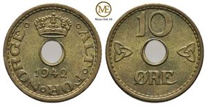 10 øre 1942 Haakon VII.  London utgaven. Kv.0/01