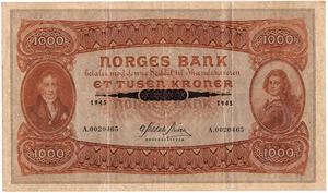 1000 kroner 1945 A.0020465. Kv.1