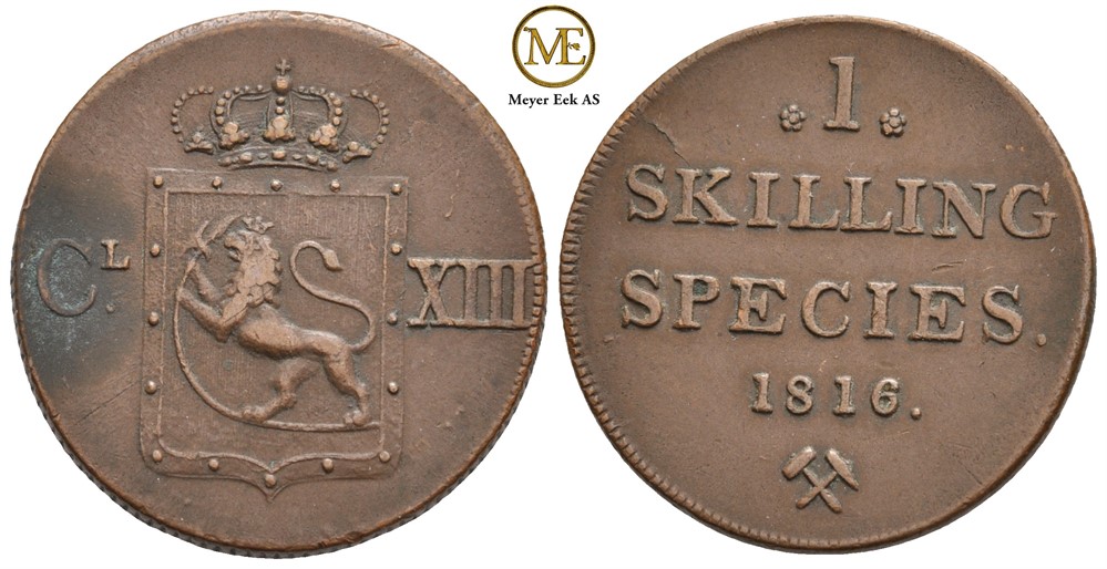 Skilling 1816 Carl XIII. NM.2. Kv.01