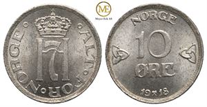 10 øre 1918 Haakon VII. Kv.0