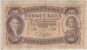 10 kroner 1918 G.2723122. Kv.1-