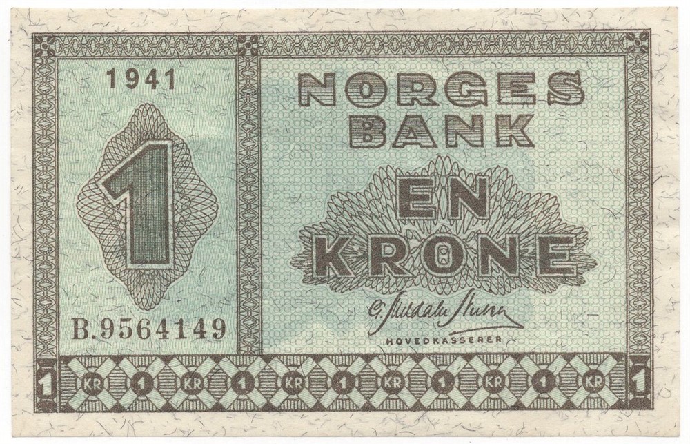 1 krone 1941 B.9564149. Kv.0/01