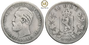 50 øre 1885 Oscar II. Kv.1-