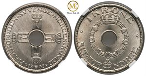 1 krone 1947 Haakon VII. MS66. Prakt eksemplar