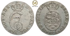 8 skilling 1793 Christian VII. Kv.1+