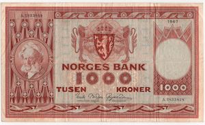 1000 kroner 1967 A.2833838. Kv.1/1-