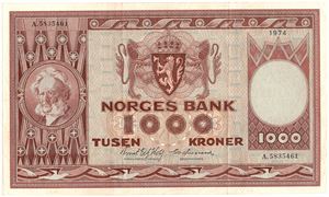 1000 kroner 1974 A.5835461. Kv.1+/01