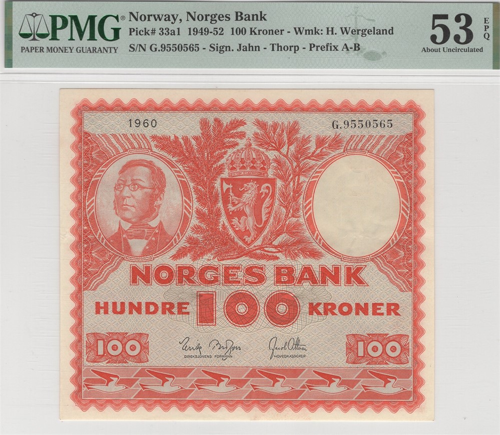 100 kroner 1960 G. I serie. Kv.01