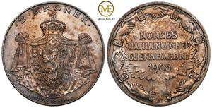 2 kroner 1906 Haakon VII. Nydelig patina. Kv.0/01