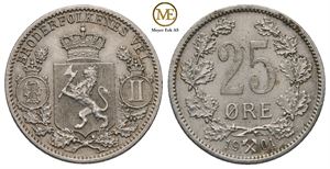 25 øre 1901 Oscar II. Kv.0