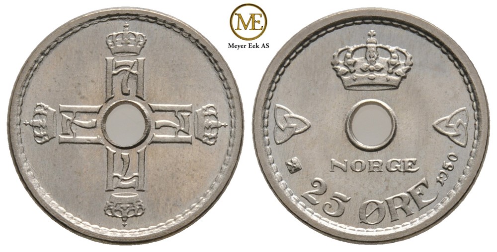 25 øre 1950 Haakon VII. Prakt eksemplar