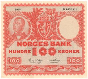 100 kroner 1954 D.1056826. Kv.1+/01