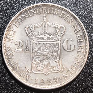 Nederland 2 1/2 gulden 1939, kv. 1+