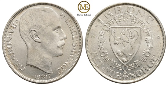 1 krone 1917 Haakon VII. Kv.0