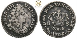 8 skilling 1706 Frederik IV. Kv.1/1+