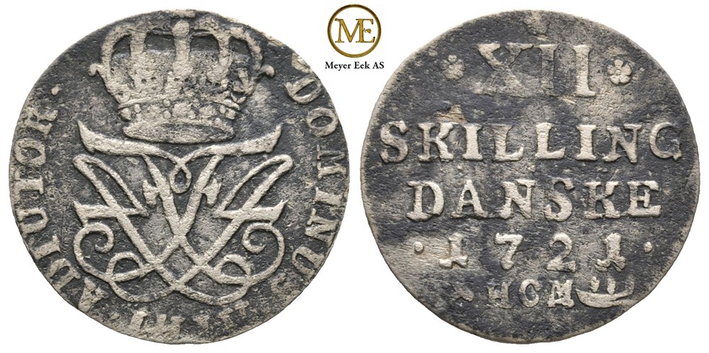 12 skilling 1721 Frederik IV. Kv.1