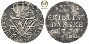 12 skilling 1721 Frederik IV. Kv.1