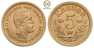 5 kronor 1899 Oscar II. Kv.0/01