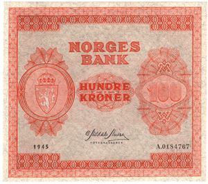 100 kroner 1945 A.0184767. Kv.0