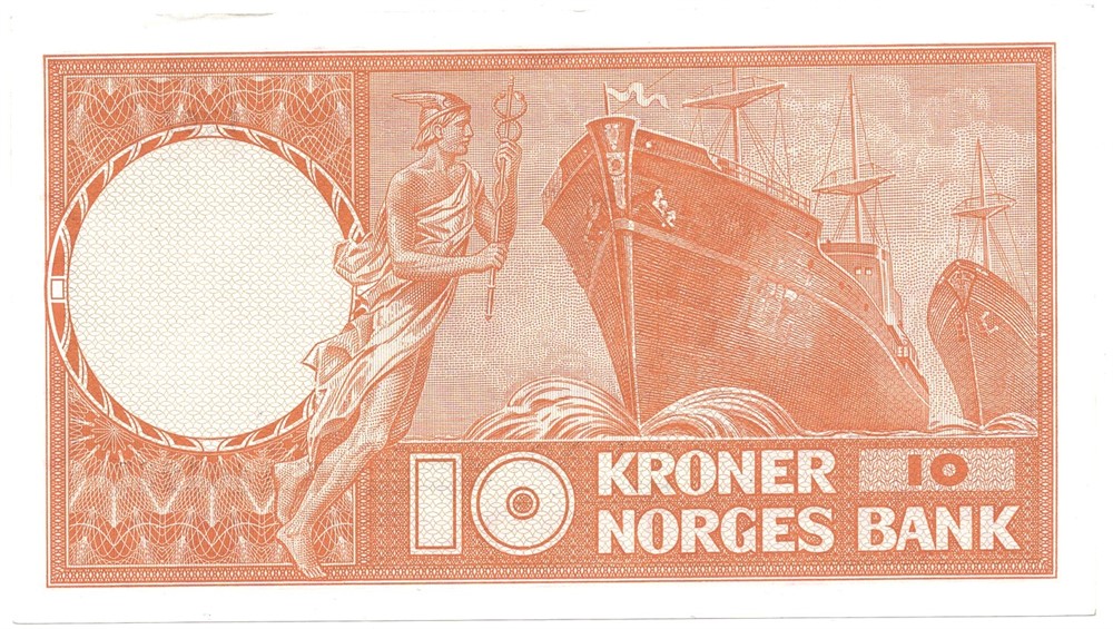 10 kroner 1967 X.1464268 erstatningsseddel. Kv.0