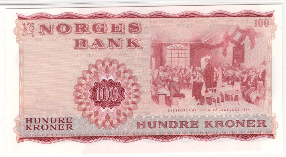 100 kroner 1968 Z.8 mill Erstatningsseddel. Kv.0