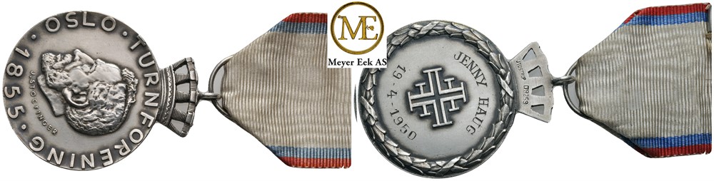 Oslo turnforening medalje i sølv. Kv.0/01