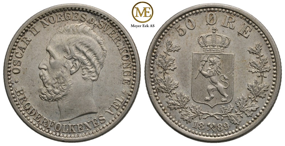 50 øre 1889 Oscar II. Kv.01