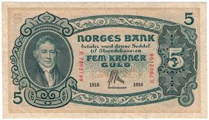 5 kroner 1916 E.7902199. Kv.0