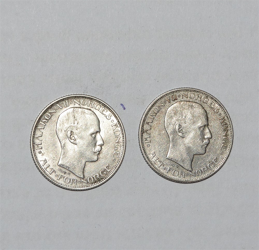 Norge 50 øre 1914 og 1916 kv. 1 og 1+