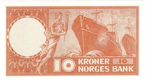 10 kroner 1957 Z.0223549 erstatningsseddel. Kv.0/01