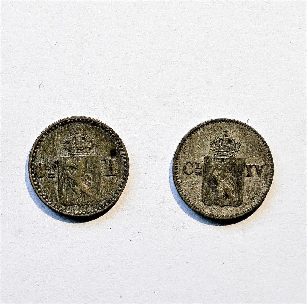 Norge 3 skilling 1869 og 1872 kv. 1/1+