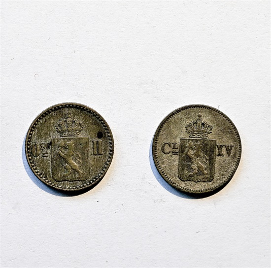 Norge 3 skilling 1869 og 1872 kv. 1/1+