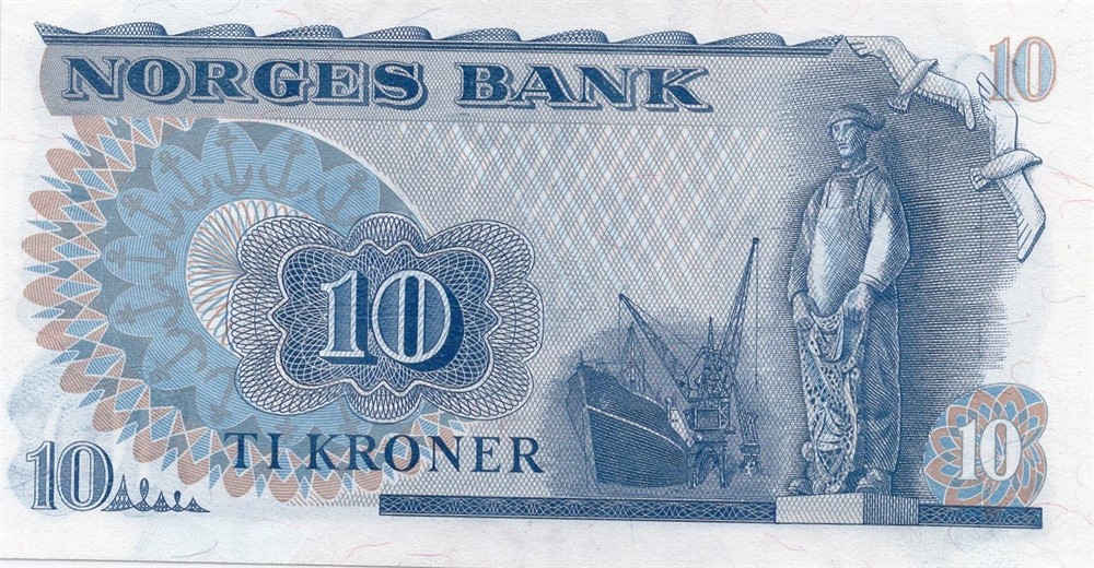 10 kroner 1976 QN erstatningsseddel. Kv.0