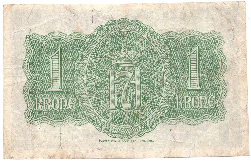 1 krone 1942 A.344366 London Utg. Kv.1