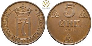 5 øre 1933 Haakon VII. Kv.01