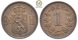 1 øre 1877 Oscar II. Kv.0