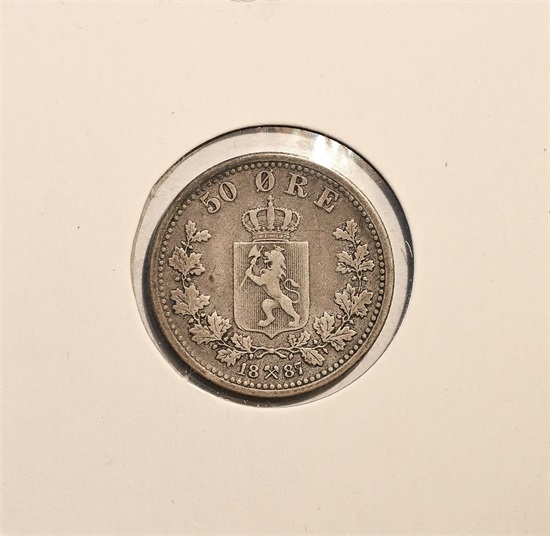Norge 50 øre 1887 kv. 1