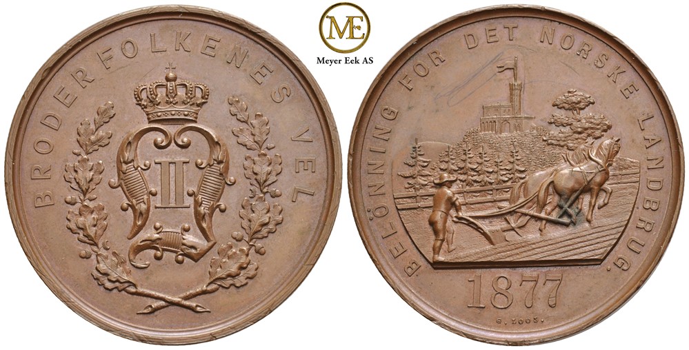 Belønning for det norske landbruk 1877. Bronse. Kv.0/01