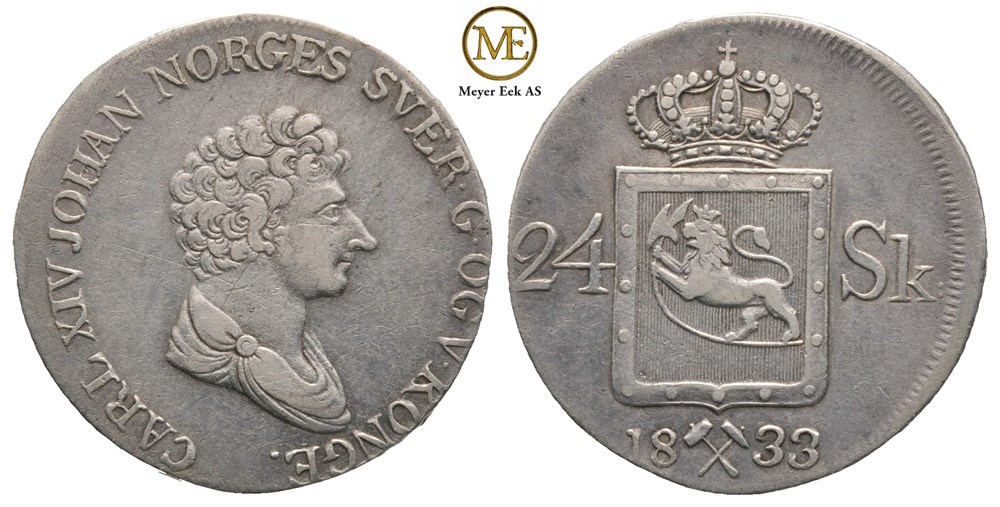 24 skilling 1833 Carl XIV Johan. Kv.1+