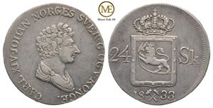 24 skilling 1833 Carl XIV Johan. Kv.1+