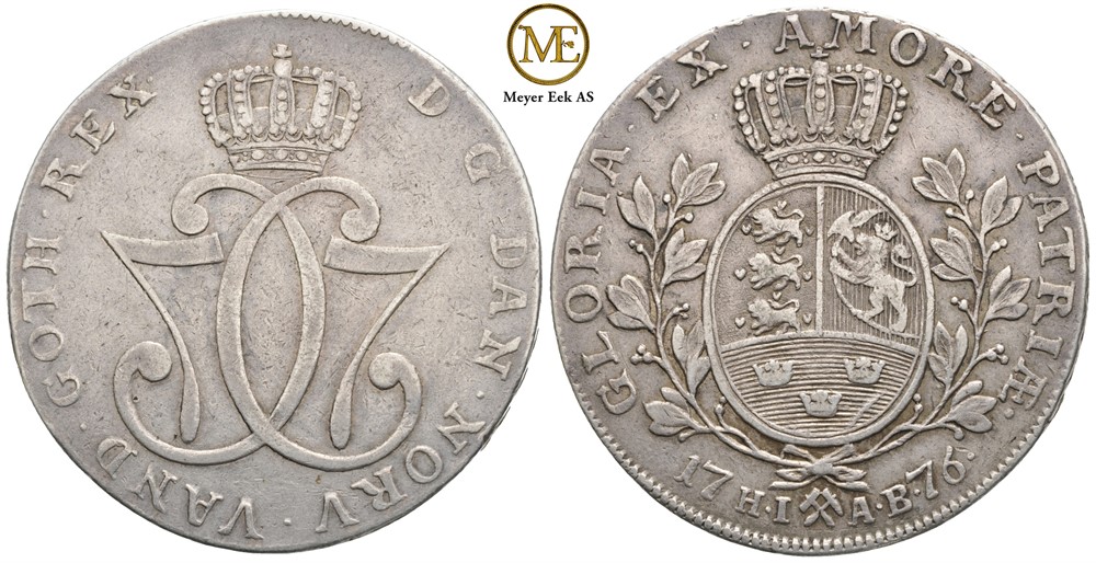 Speciedaler 1776 Christian VII. Kv.1+