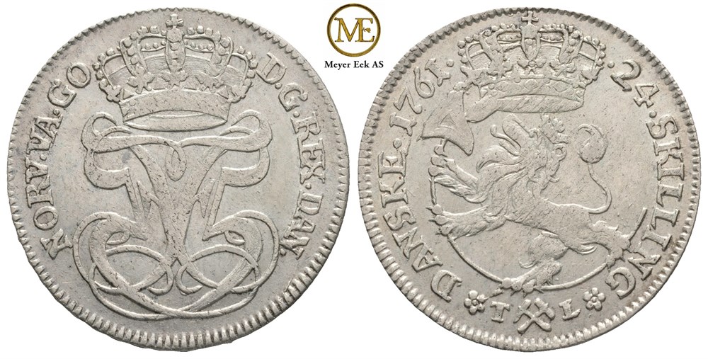 24 skilling 1761 Frederik V. Kv.01