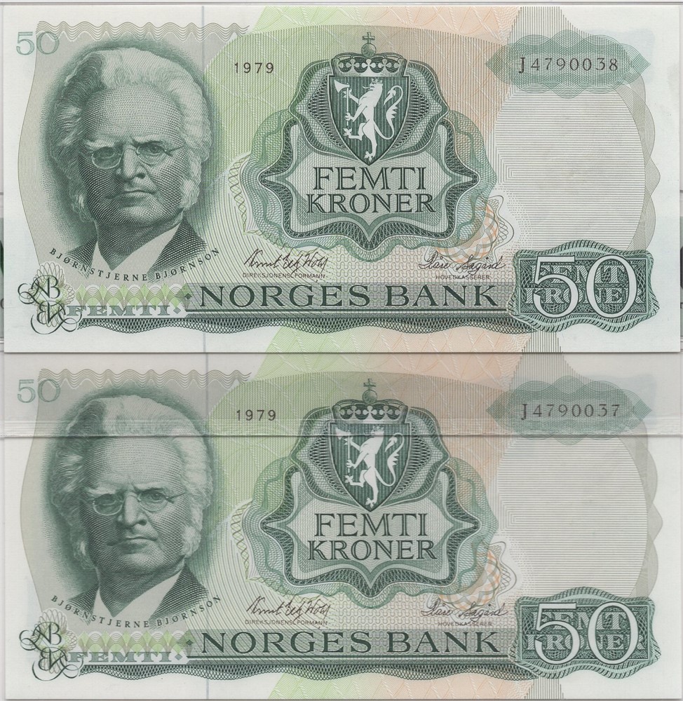 50 kroner 1979 J i serie. Kv.0